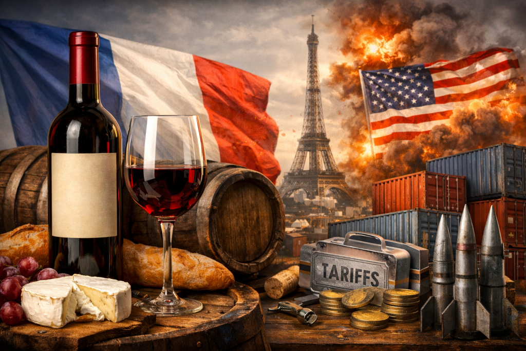 Trump threatens tariffs on French wine to push Macron into peace board plan